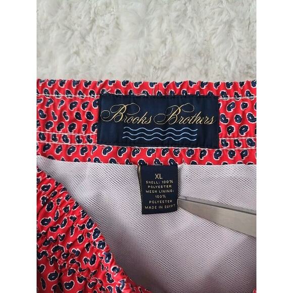 Brooks Brothers Red Blue Paisley 17" Mesh Lined Swim Trunks Board Shorts XL - Picture 7 of 14